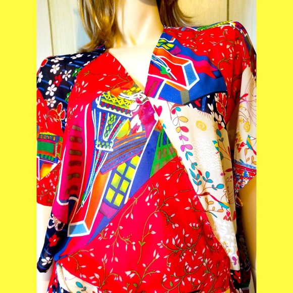 🌺Beach Babe Boho Floral Patchwork Chiffon Swim Coverup Wrap O/S - Picture 4 of 8